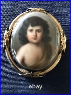 Hand-Painted Porcelain Pendant! Beautiful Victorian Boy Or Girl