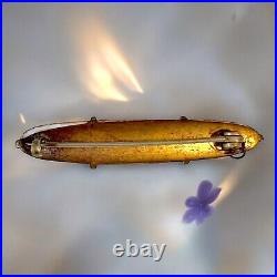 Hand Painted Porcelain Violets Portrait Bar Brooch Victorian Gold Filled Vintage