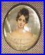 Hand Painted Portrait Mother Of Pearl Brooch Pin Victorian Lady Signed 2 x 1.75