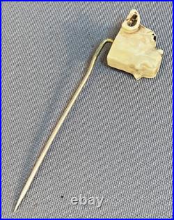 Handsome Antique Bulldog Stick Pin Hand Carved