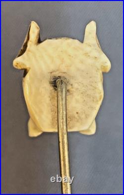 Handsome Antique Bulldog Stick Pin Hand Carved