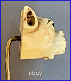 Handsome Antique Bulldog Stick Pin Hand Carved