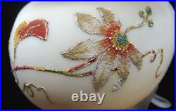 Harrach Antique Victorian Passion Flower Art Glass Vase Hand Painted Sandy Frit Harrach Antique Victorian Passion Flower Art Glass Vase Hand Painted Sandy Frit
