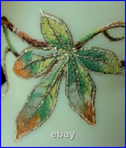 Harrach Antique Victorian Passion Flower Art Glass Vase Hand Painted Sandy Frit