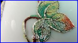 Harrach Antique Victorian Passion Flower Art Glass Vase Hand Painted Sandy Frit