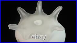 Harrach Antique Victorian Passion Flower Art Glass Vase Hand Painted Sandy Frit