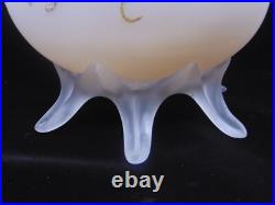 Harrach Antique Victorian Passion Flower Art Glass Vase Hand Painted Sandy Frit