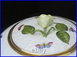 Herend Hungary Hand Painted Rothschild Bird Rose Finial Large Teapot