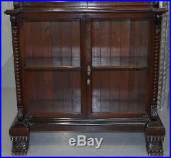 Huge 3 Meter Tall Victorian Mahogany Hand Carved Wood Library Bookcase Ornate