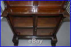 Huge 3 Meter Tall Victorian Mahogany Hand Carved Wood Library Bookcase Ornate