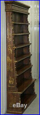 Huge Hand Painted Oak Waterfall Library Bookcase 217.5cm Tall Gold Leaf Paint