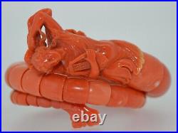 Incredible Natural Coral Hand Carved Victorian Figural Wrap Bracelet