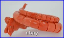 Incredible Natural Coral Hand Carved Victorian Figural Wrap Bracelet