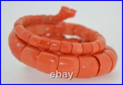 Incredible Natural Coral Hand Carved Victorian Figural Wrap Bracelet