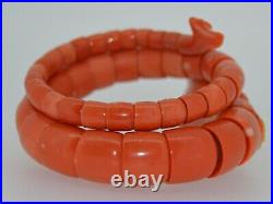 Incredible Natural Coral Hand Carved Victorian Figural Wrap Bracelet