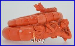 Incredible Natural Coral Hand Carved Victorian Figural Wrap Bracelet