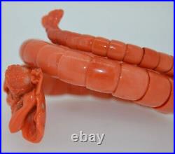 Incredible Natural Coral Hand Carved Victorian Figural Wrap Bracelet
