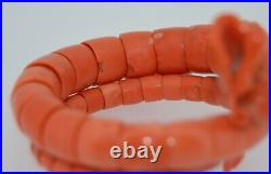 Incredible Natural Coral Hand Carved Victorian Figural Wrap Bracelet
