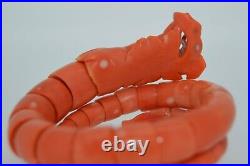 Incredible Natural Coral Hand Carved Victorian Figural Wrap Bracelet