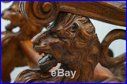 Italian Circa 1850 Fruitwood Restored Hand Carved Lion & Cherub Rocking Armchair