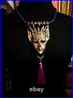 Jewelry talisman pendant necklace golden mask venetian charm fashion accessories