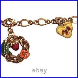 Joan Rivers Victorian Language of Flowers Locket Charm Necklace Gold Enamel 27