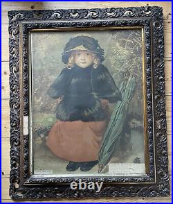 John Everett Millais Hand SIGNED Victorian Chromolithograph Little Miss Gamp