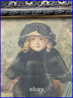 John Everett Millais Hand SIGNED Victorian Chromolithograph Little Miss Gamp
