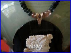 LARGE Rare Victorian style BANDED AGATE cameo wedding mother bride pendant