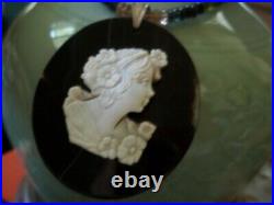 LARGE Rare Victorian style BANDED AGATE cameo wedding mother bride pendant
