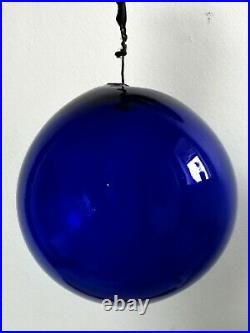 Large Antique Bristol Cobalt Blue Glass Hand Blown Witches Ball 17cm Diameter