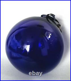 Large Antique Bristol Cobalt Blue Glass Hand Blown Witches Ball 17cm Diameter