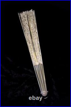 Large Antique Hand Fan Mother of Pearl Bobbin Lace Hand Painted