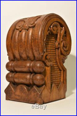 Large Hand Carved Oak Newel Post Cap Top Victorian Architectural Salvage Antique