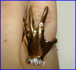 Large, Superb, Antique Victorian 18 Ct Gold Hand Ring With Fine Jargoons