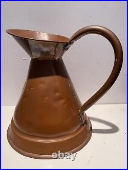 Large Victorian Copper Hand Made Jug With Dovetail Joints
