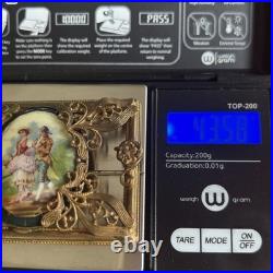 Large Victorian Gilt Brass Brooch Ornate Frame Hand Painted Porcelain Sash Pin