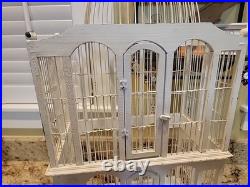 Large Victorian Hand Crafted Patinated Wire/Wood Frame Domed Structural Birdcage