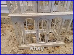 Large Victorian Hand Crafted Patinated Wire/Wood Frame Domed Structural Birdcage