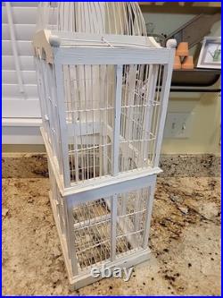 Large Victorian Hand Crafted Patinated Wire/Wood Frame Domed Structural Birdcage