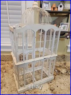 Large Victorian Hand Crafted Patinated Wire/Wood Frame Domed Structural Birdcage