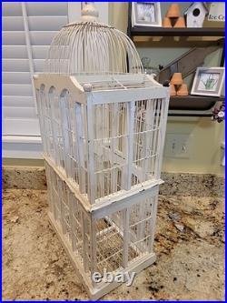 Large Victorian Hand Crafted Patinated Wire/Wood Frame Domed Structural Birdcage