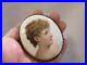 Large Victorian Hand Painted Fanny Davenport Actress Cameo Brooch Signed KCA1