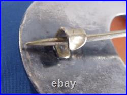 Large Victorian Sterling Silver Hand Carved Conch Shell Sash Pin 2 5/8