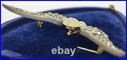 Large Victorian Winged Hand Carved Moonstone Diamond and Paste Cherub Brooch