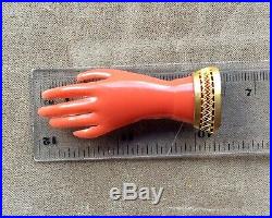Large antique Victorian coral hand brooch