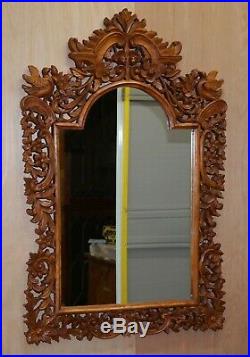 Liberty's London Ornately Hand Carved Wall Mirror With Birds & Flowers All Over