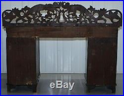 Lovely Anglo Burmese 19th Century Hand Carved Sideboard With Drawers & Cupboards