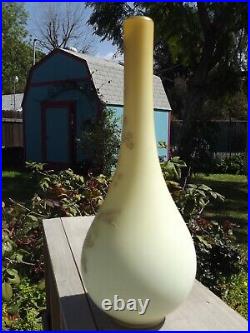 Lovely Antique Signed Harrachov Golden Ombre Satin Art Glass Vase Bird