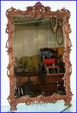 Lovely Hand Carved Fruit And Foliage Hard Wood Framed Bevelled Edge Wall Mirror